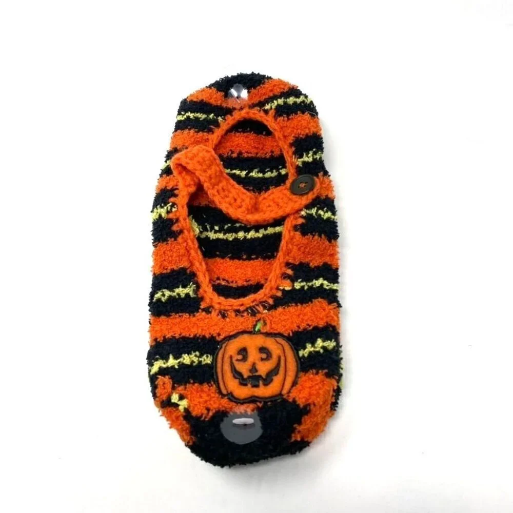 Target Halloween Pumpkin Mary Jane Non Skid Slippers Orange Black NWT  B33